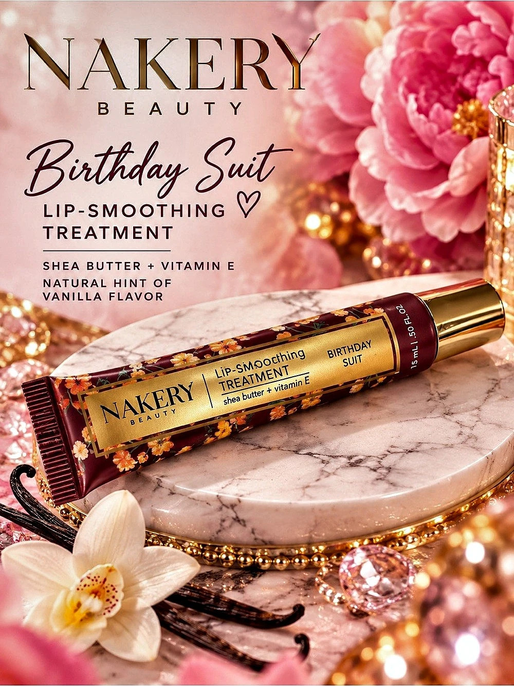 Nakery Beauty Birthday Suit Lip Smoothing Treatment Nude NEW